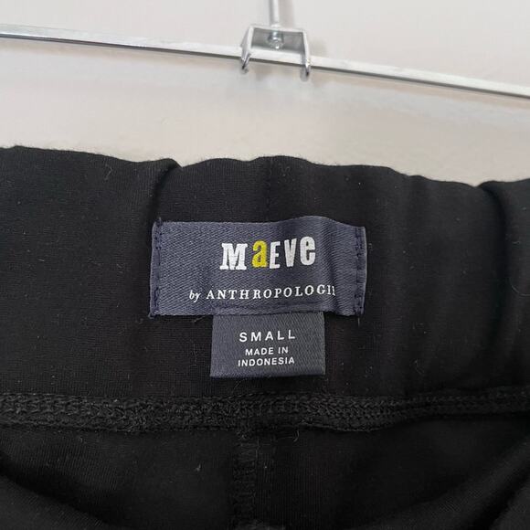 Maeve Anthropologie Ponte Knit High Rise Pull On Flare Pants Full Length Black - Picture 5 of 8